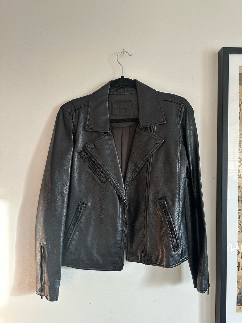 Blank NYC Black Leather Moto Jacket for Women